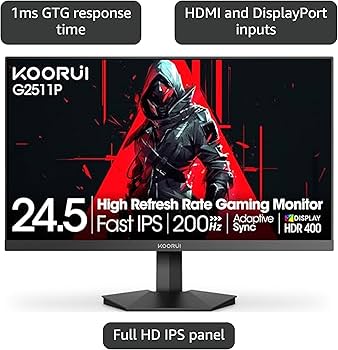 Amazon.com: KOORUI 24.5 Inch Gaming Monitor 200Hz, 1ms, FHD(1920 Amazon.com: KOORUI 24.5 Inch Gaming Monitor 200Hz, 1ms, FHD(1920